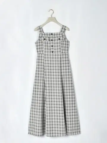 안미르 원피스 체크 체크 슬리브리스 원피스 블랙