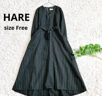 HARE 스트라이프 패턴 벨트 포함 원피스 프리 사이즈