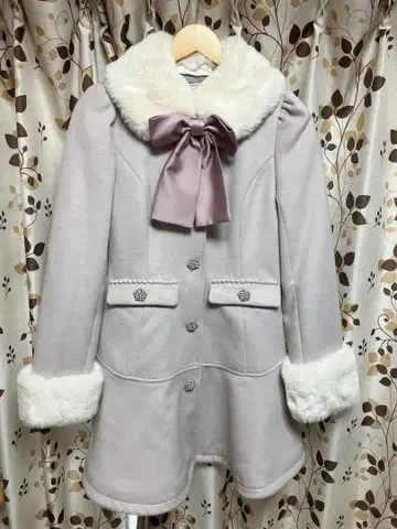 [ 새상품급 ] Ank Rouge 리본 & 퍼 탈부착 가능 핑크 코트