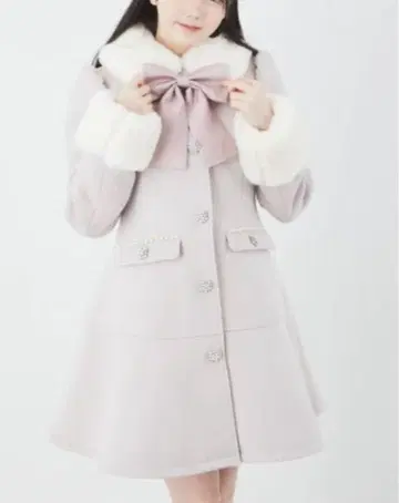 [ 새상품급 ] Ank Rouge 리본 & 퍼 탈부착 가능 핑크 코트