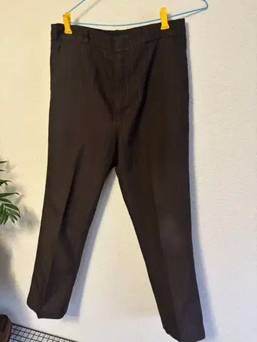 90s 스트라이프 슬랙스 다크 브라운