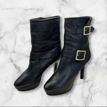 새상품급 지미추 부츠 가죽 36 1/2 23.5cm 블랙 숏부츠