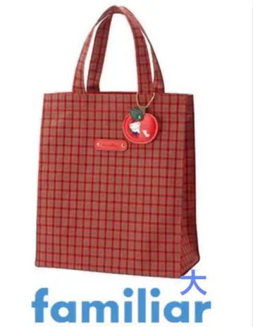 familiar 패밀리아 토트 빨간색 체크 (대)