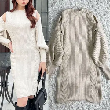 [ 새상품급 ] RESEXXY 리젝시 숄더 오픈 니트 원피스