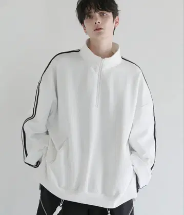 LILL 루즈 실루엣 코튼 분또 드레이프 트랙 하프 지퍼