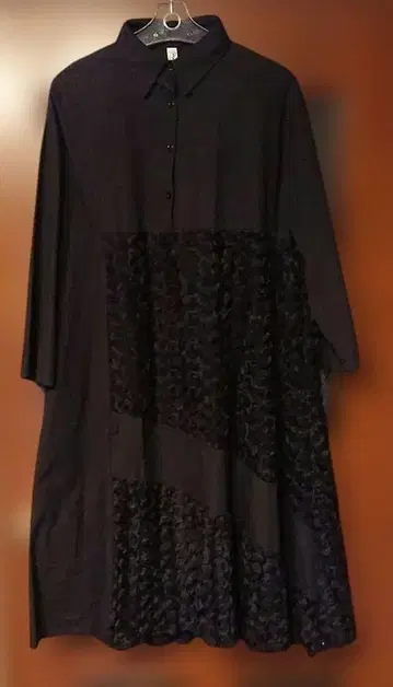 장미 레이스 셔츠 원피스 블랙 사이즈 M~L