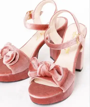AnkRouge 앙크 벨로아 리본 샌들 펌프스 뮬