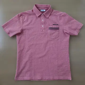 아디다스 adidas 골프 반팔 빨간색 블록 체크 셔츠