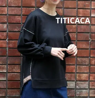 새상품급 티티카카 사이드 치로리 풀오버 맨투맨 블랙 자수