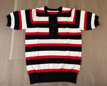 스트라이프 반팔 니트