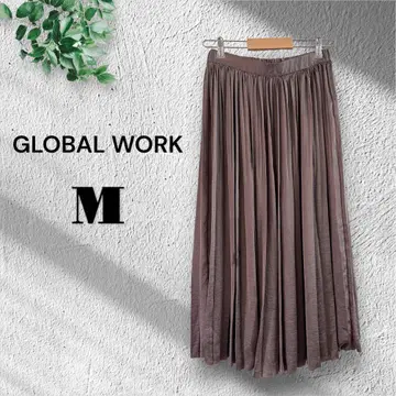 글로벌 워크 [M] 롱 스커트 플리츠 커팅 브라운 계열