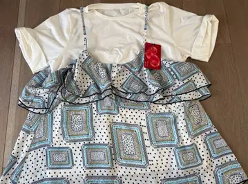 기하학 패턴 레이어드 튜닉 반팔