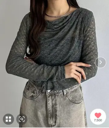 callautia 드레이프 레이스 티셔츠