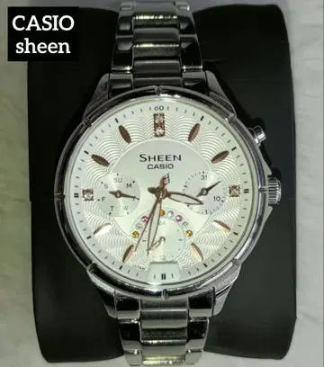 CASIO SHEEN 아날로그 손목시계 실버 스톤