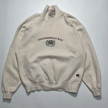 90s 러셀 USA 맨투맨 터틀넥 L 아이보리 5517