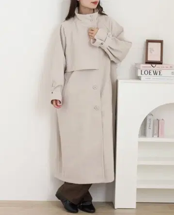 니트 모사 스탠드 카라 롱 코트