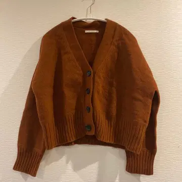 MACPHEE v넥 숏 기장 가디건 오렌지 브라운