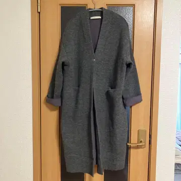 Jena espace merveilleux 그레이 롱 코트 울 혼방