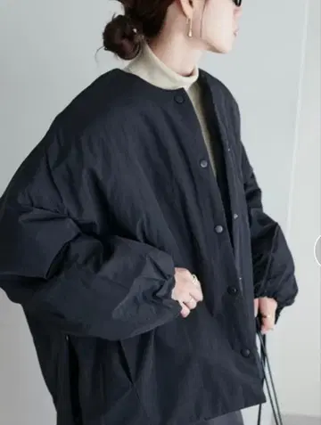 노카라 패딩 자켓 블랙 오버 사이즈