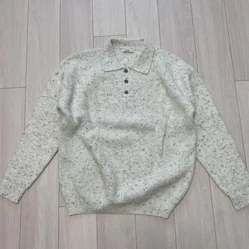 El mar 오버 사이즈 네프 폴로 니트 화이트&블루