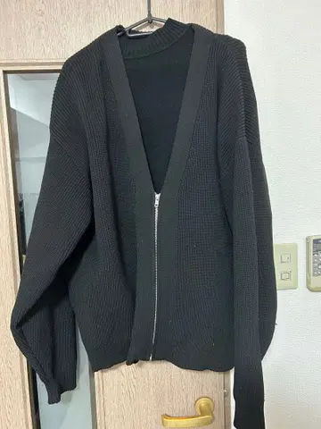 블랙 리브 지퍼 가디건