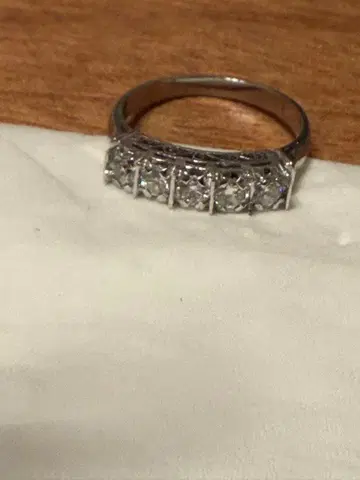 쇼와 레트로 오래된 반지 투명석 다이아몬드? 각인 있음