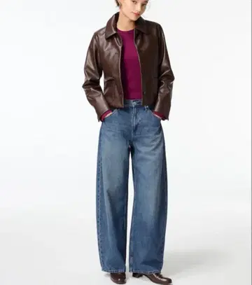 유니클로 배기 커브진 67BLUE 23인치