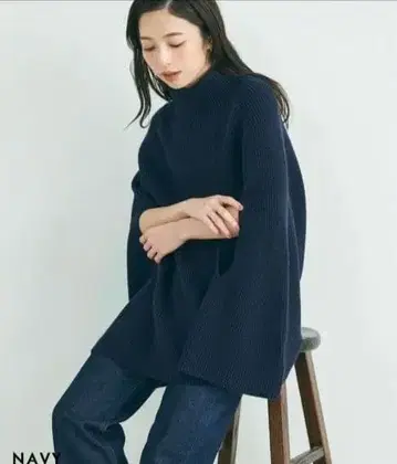 BASEMENT online 베이스먼트온라인 케이프 니트 NAVY