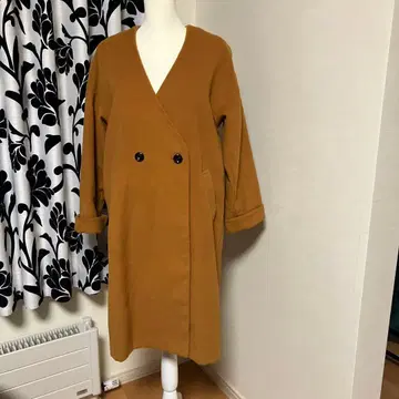 titivate 노카라 페이크 울 롱 체스터 코트 두꺼운 원단 따뜻함