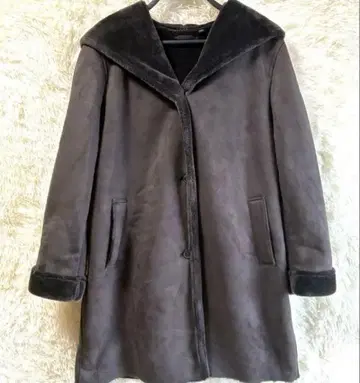 유니클로 페이크 무스탕 코트 XL 다크 브라운 / 후디드 코트 새상품급