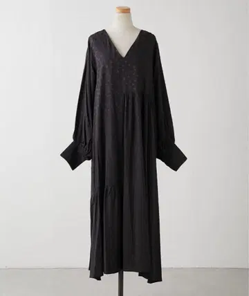 파피요네 블랙 도트 무늬 롱 원피스