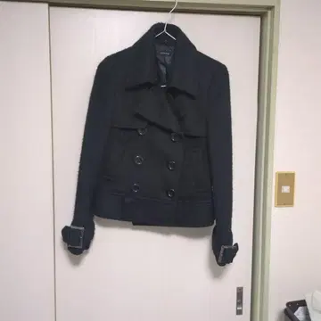 EGOST 블랙 더블 브레스트 피 코트