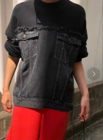 AmeriVINTAGE 데님 맨투맨 오버 상의