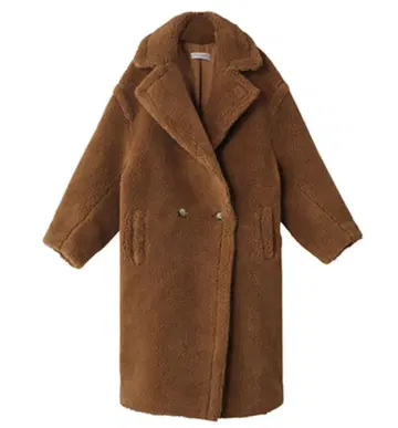 새상품급 리나지오 보아 코트 카멜 롱 테디베어 울 혼방 M 빅