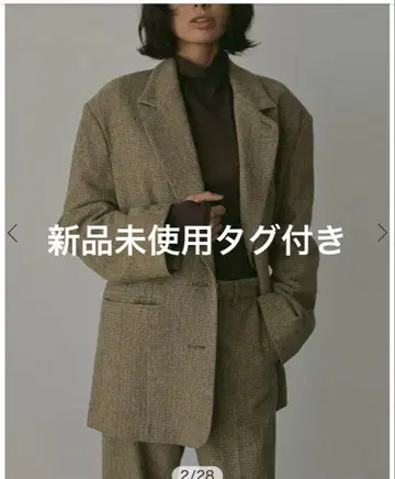 [ 택 포함 미사용 새상품 ] 체크 트위드 테일러 자켓 etretokyo