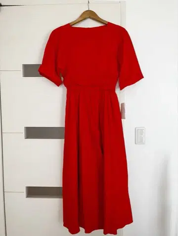 가격 인하 Mila Owen 린넨 롱 원피스 오렌지 주홍색