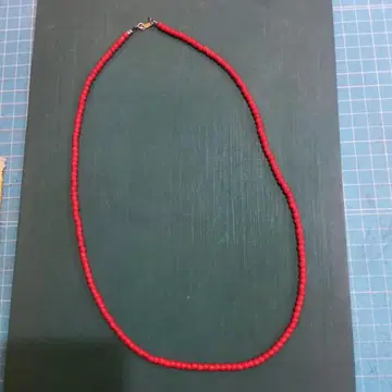 화이트하츠 비즈 목걸이 빨간색 63cm