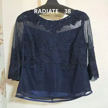 RADIATE 자수 네이비 시스루 블라우스