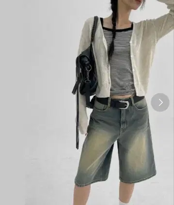 BLACKUP 데님 하프 팬츠