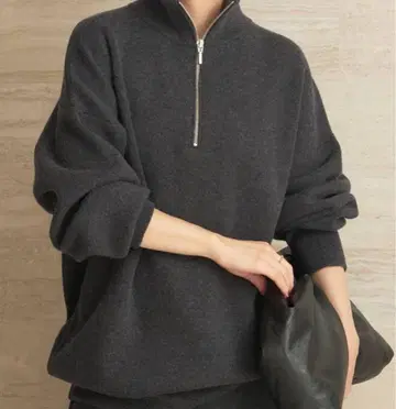 스무스 하프 집 니트 택 포함 미사용 새상품