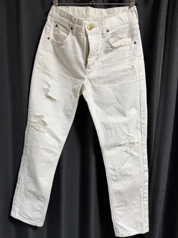 [ Lee ] 화이트 데미지 데님 팬츠 여성용 M