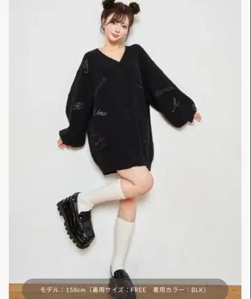 Darich 다리치 D 베어 자수 니트 가디건 BLK 블랙