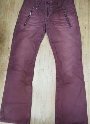 시맨틱 디자인 카고 팬츠 LL 레드 브라운 지퍼 디자인