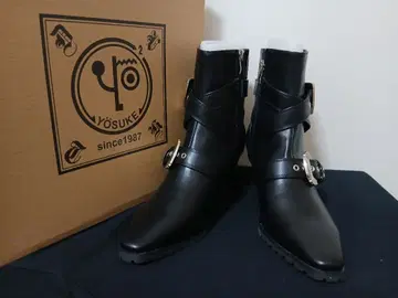 새상품 요스케 YOSUKE 26cm 웨스턴 부츠 남성용 크로스 벨트 블랙