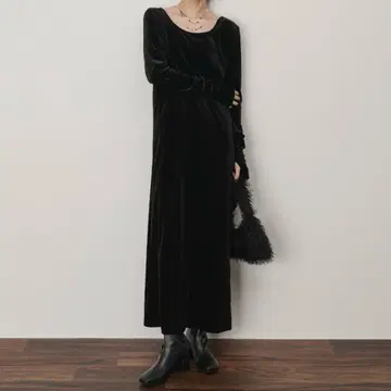 벨로아 롱 원피스 블랙