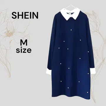 SHEIN 쉬인 새상품급 네이비 미니 원피스 펄 장식 M 사이즈 긴팔
