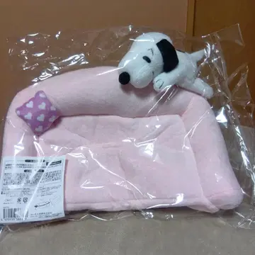 스누피 마스코트 부착 티슈 커버 핑크