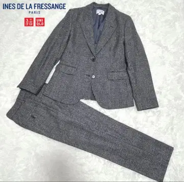 그레이 계열 체크 비즈니스 정장 상하의 세트