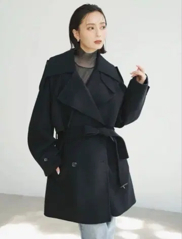 아뉴앙스 anuans 리버 울 미들 트렌치코트