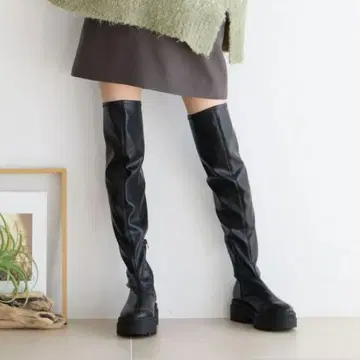 LOWRYS FARM 니하이 부츠 롱 부츠 블랙 L